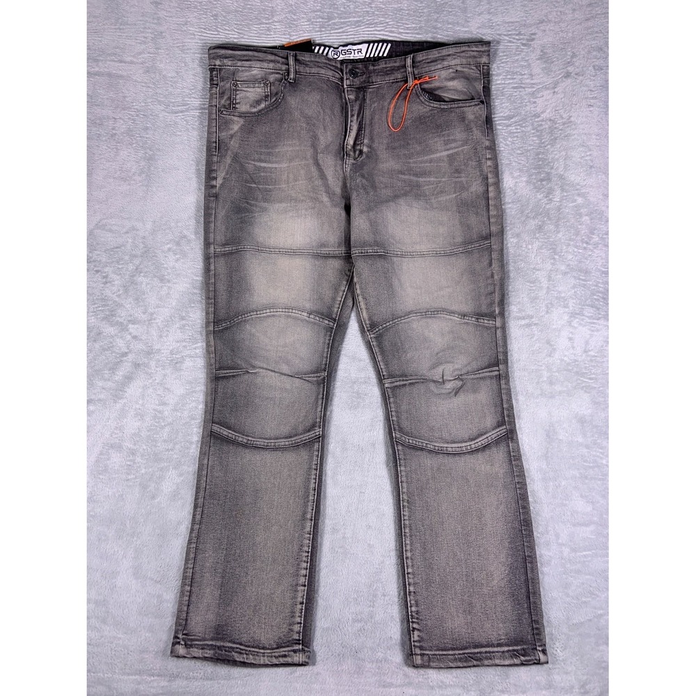 NWT Gstar Moto Jeans Mens Size 44 Gray Washed Denim Articulated Knee Slim Fit